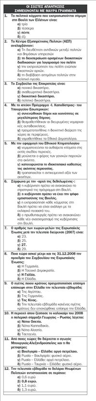 Όλες οι απαντήσεις στο τεστ δεξιοτήτων