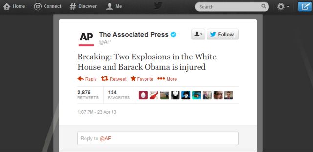 Χάκερ παραβίασαν το Twitter του Associated Press και μετέδωσαν ότι ο Ομπάμα τραυματίστηκε!