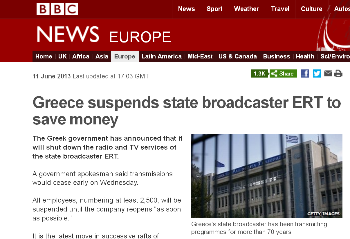 Τι μεταδίδουν τα διεθνή ΜΜΕ για το κλείσιμο της ΕΡΤ