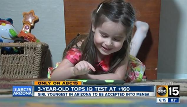 Τρίχρονη από την Αριζόνα με IQ 160 έγινε δεκτή στον διεθνή οργανισμό Mensa