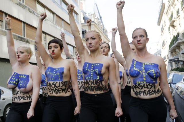 Κατά της Μαρίν Λεπέν διαδήλωσαν στο Παρίσι οι ακτιβίστριες της Femen