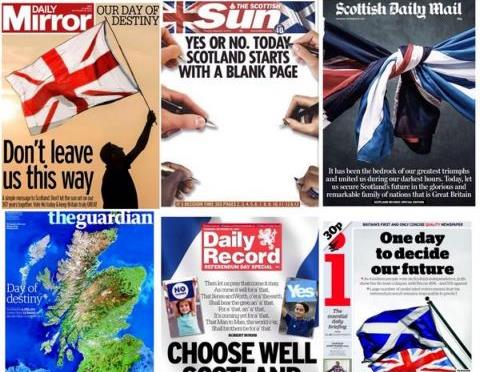 Τα πρωτοσέλιδα του βρετανικού Τύπου για το ιστορικό δημοψήφισμα της Σκωτίας