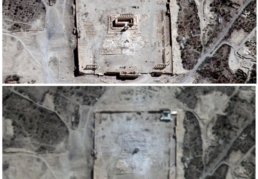 Δορυφορικές φωτογραφίες επιβεβαιώνουν την καταστροφή του ναού του Βήλου στην Παλμύρα