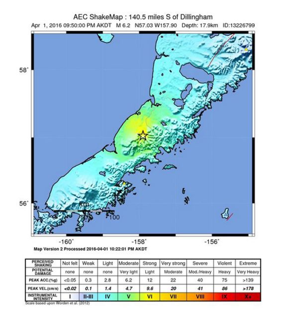 Σεισμός 6,2 Ρίχτερ στη νοτιοδυτική Αλάσκα