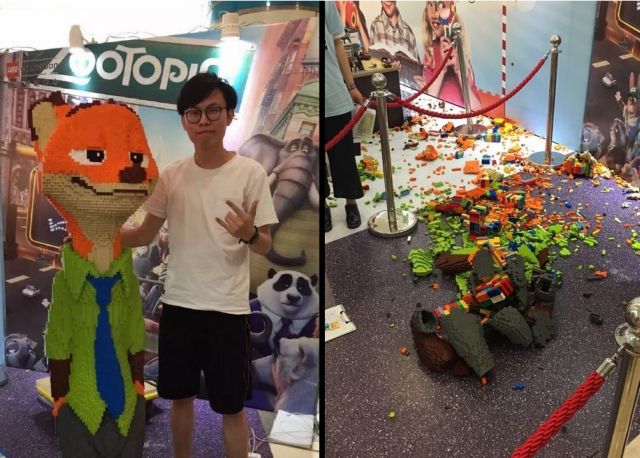 Aγαλμα από τουβλάκια Lego δεν άντεξε ούτε μία ώρα σε έκθεση για παιδιά