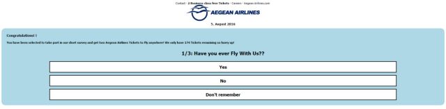 Aegean: Κυκλοφορεί ψεύτικος διαγωνισμός στο Facebook