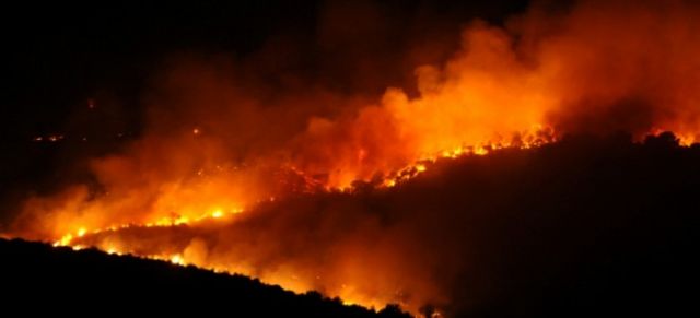 Σε εξέλιξη μεγάλη πυρκαγιά σε δασική έκταση στην Ανδρο