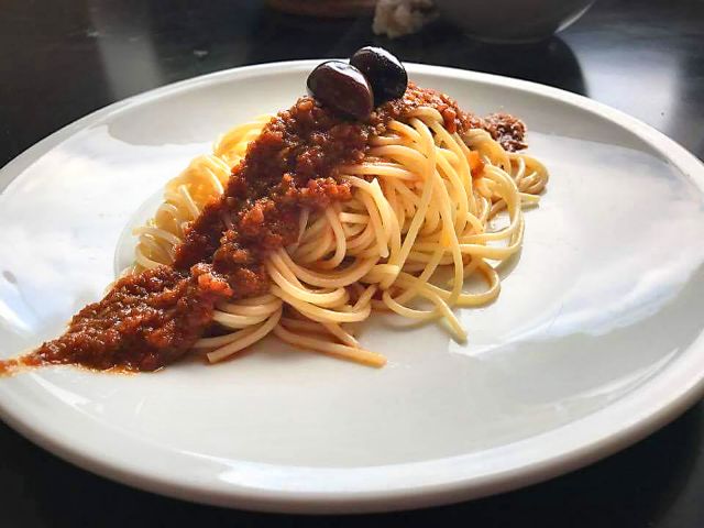 Σπαγγέτι με «κιμά» λαχανικών