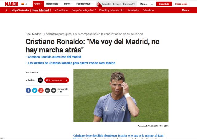 Κριστιάνο Ρονάλντο: «Δεν υπάρχει γυρισμός στη Μαδρίτη»