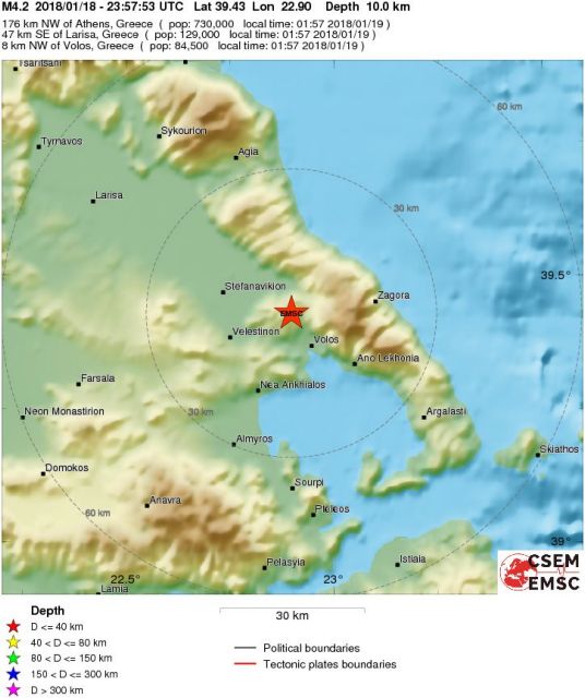 Τοπικός σεισμός 3,9 Ρίχτερ αναστάτωσε τον Βόλο