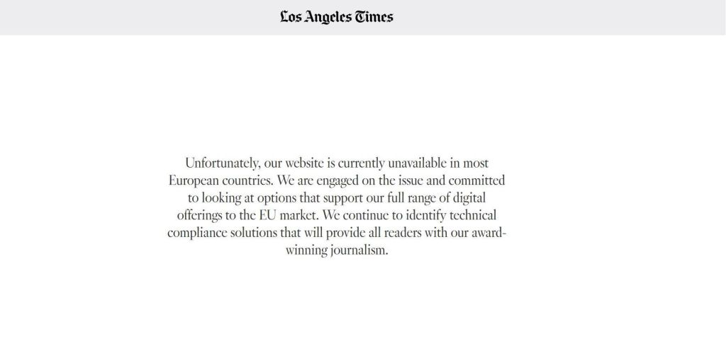 Ιστότοποι αμερικανικών εφημερίδων δεν είναι επισκέψιμοι στην Ευρώπη