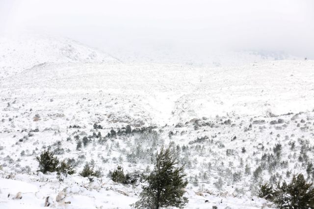 Εκλεισε από το χιόνι ο δρόμος για την Πάρνηθα
