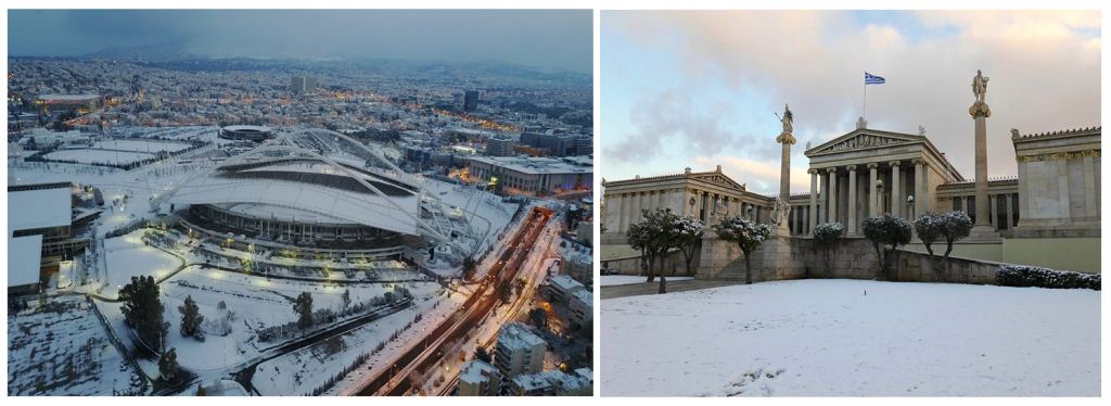 Μαγεία η χιονισμένη Αθήνα από ψηλά (Video)