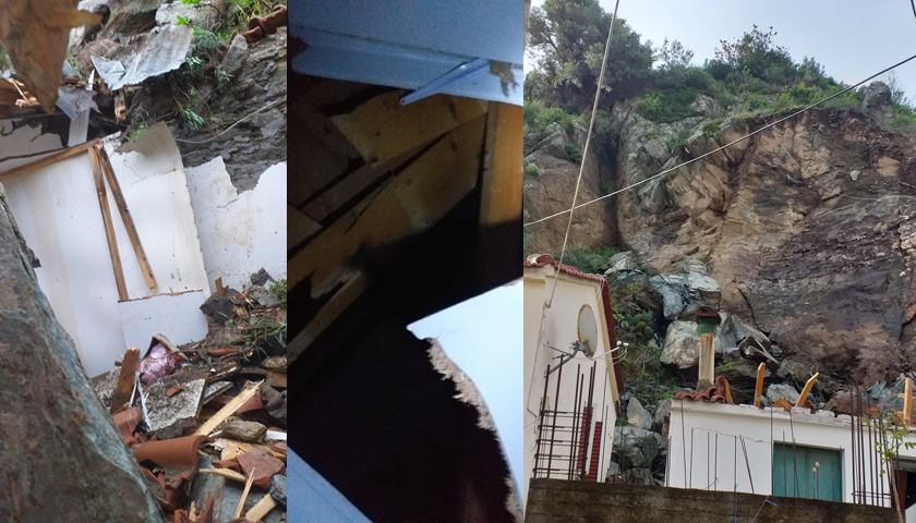 Νέες κατολισθήσεις στο Πλωμάρι: Βράχοι έπεσαν δίπλα σε σπίτια