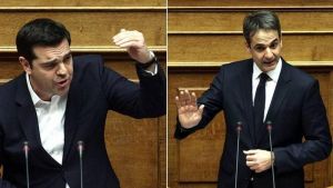 Πώς συγκρούονται στα μπαλκόνια και στα τηλεοπτικά σποτ οι Τσίπρας και Μητσοτάκης