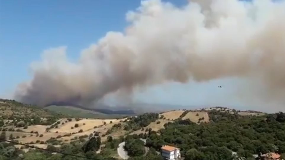 Μεγάλη πυρκαγιά στην Κύμη – Εκκενώθηκε χωριό