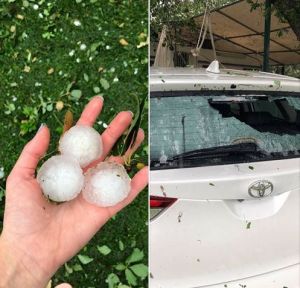 Μπουρίνι με χαλάζι σε μέγεθος μπάλας του γκολφ στον Έβρο