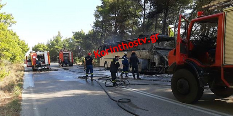 Φωτιά έπιασε λεωφορείο στην Εθνική Οδό Πρέβεζας – Ηγουμενίτσας