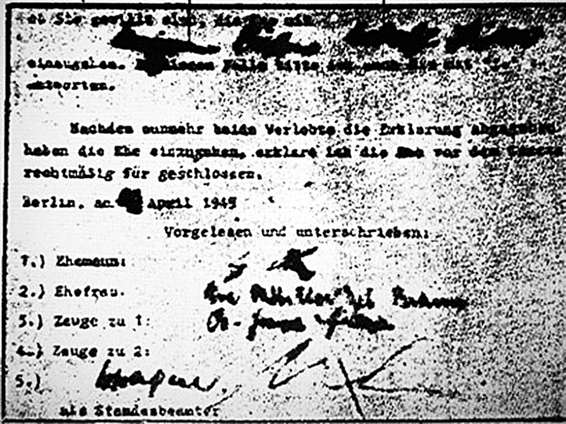 Το πιστοποιητικό γάμου του Χίτλερ και της Εύας Μπράουν