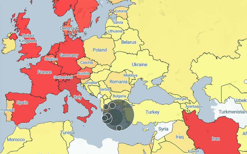 Κοροναϊός : Διαδραστικός χάρτης με τα κρούσματα του ιού στην Ελλάδα