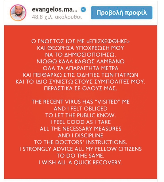 Στάση ευθύνης από τον Βαγγέλη Μαρινάκη