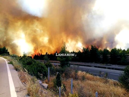 Μεγάλη φωτιά στο Μαρτίνο Φθιώτιδας – Έκλεισε η Εθνική Οδός