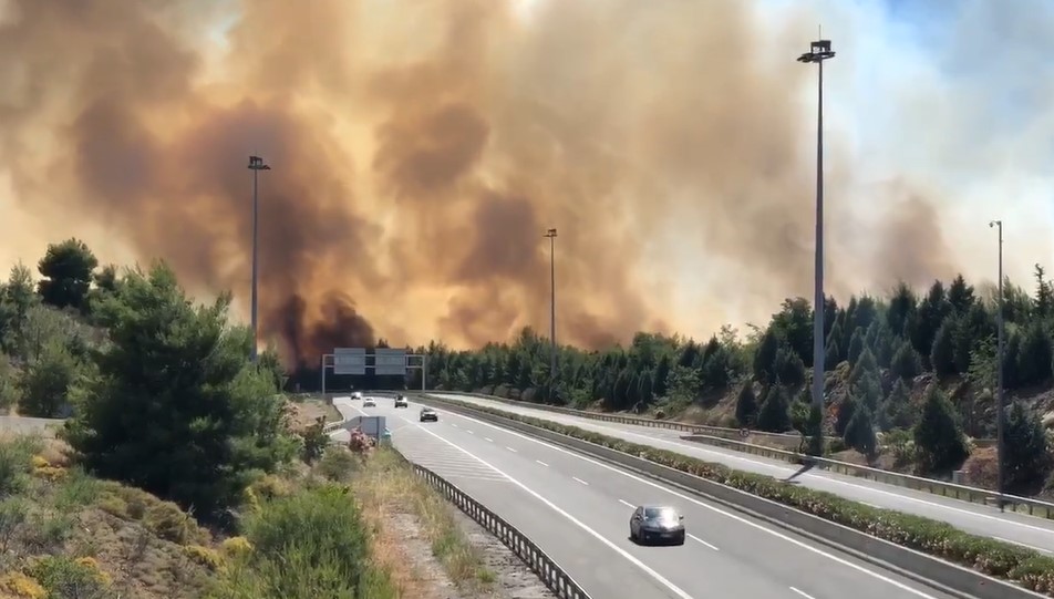 Ανεξέλεγκτη η φωτιά στο Μαρτίνο Φθιώτιδας – Πέρασε την Εθνική Οδό