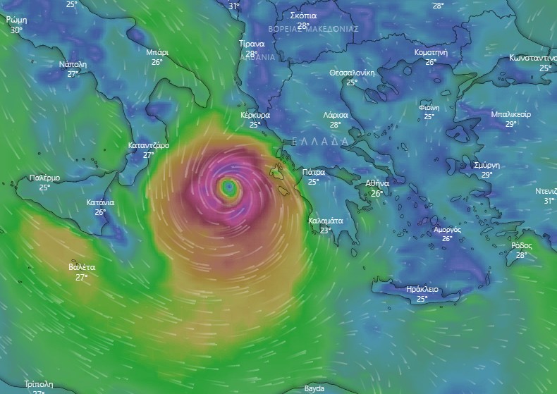 «Ιανός»: Δείτε live την πορεία του μεσογειακού κυκλώνα