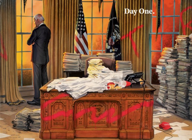 Το συγκλονιστικό εξώφυλλο για την πρώτη ημέρα του Μπάιντεν στο Οβάλ Γραφείο