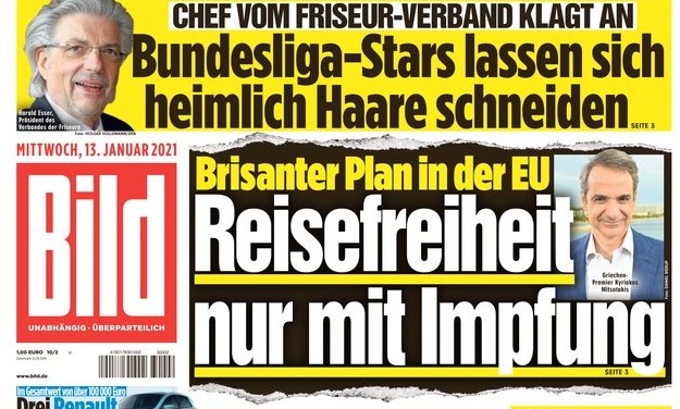 Bild : «Εισιτήριο εισόδου» για ταξιδιώτες το πιστοποιητικό εμβολιασμού