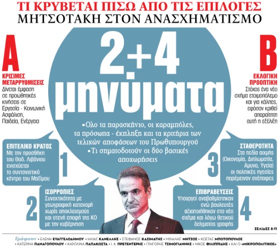 Στα «ΝΕΑ» της Τρίτης : 2+4 μηνύματα | tanea.gr