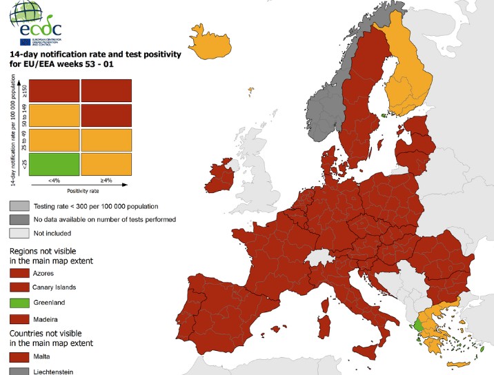Κοροναϊός :  Στο κόκκινο η πανδημία στην Ευρώπη  – Στην Ελλάδα οι μόνες πράσινες περιοχές | tanea.gr