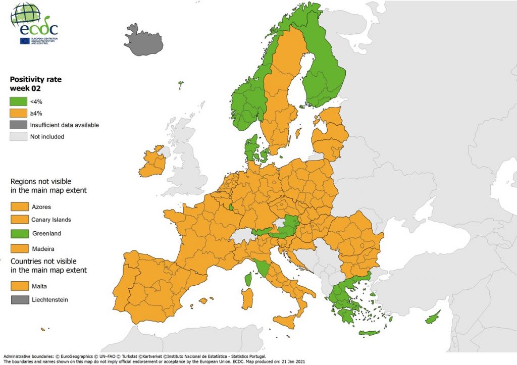 Κοροναϊός: Ξανά «πράσινη» η Ελλάδα στον χάρτη του ECDC