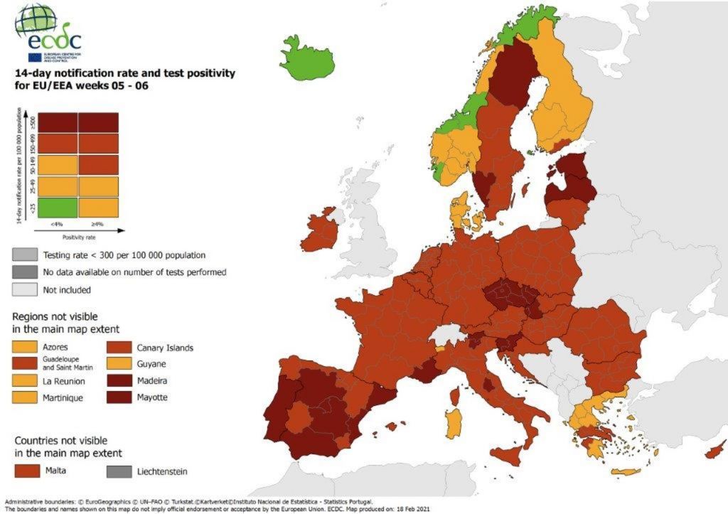 Χάρτης ECDC: Τέλος το πράσινο χρώμα για την Ελλάδα – Στο «κόκκινο» η Στερεά