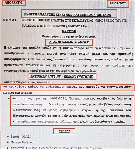 Πρόβλεψη κινδύνων πριν από τις πορείες