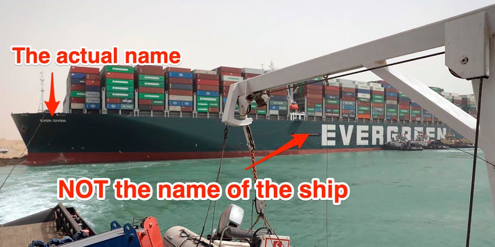Διώρυγα Σουέζ : Η σύγχυση με όνομα του εμπορικού πλοίου που προσάραξε
