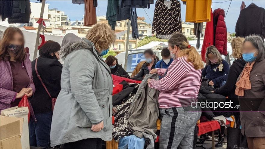 Πατείς με πατώ σε σε λαϊκή αγορά του Ηρακλείου παρά το… «βαθύ κόκκινο» – Απούσα ξανά η ΕΛ.ΑΣ.