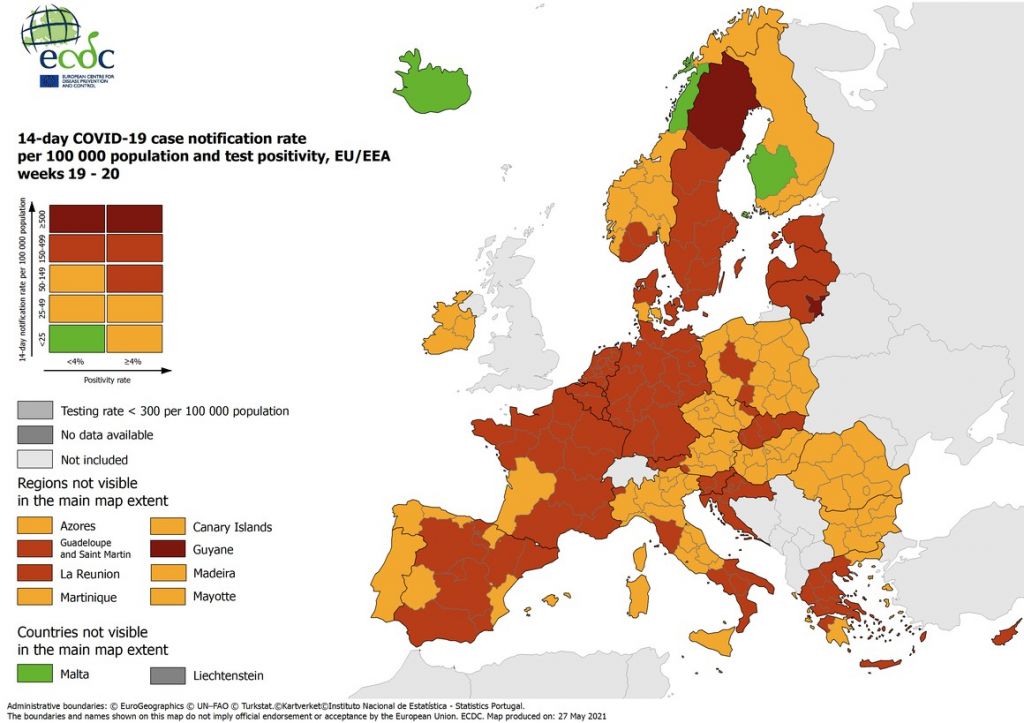ECDC: Βελτιωμένη η επιδημιολογική κατάσταση στην Ελλάδα – Παραμένει στο πράσινο ο δείκτης θετικότητας