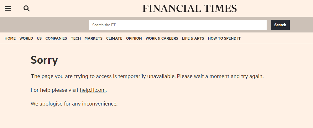 Μπλακάουτ στη διεθνή ενημέρωση – «Έπεσαν» FT, NYT, Bloomberg, BBC, Guardian κι άλλα μεγάλα sites