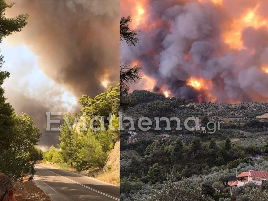Μεγάλη μάχη με τη φωτιά στην Εύβοια σε τέσσερα μέτωπα – Καθηλωμένα τα εναέρια μέσα