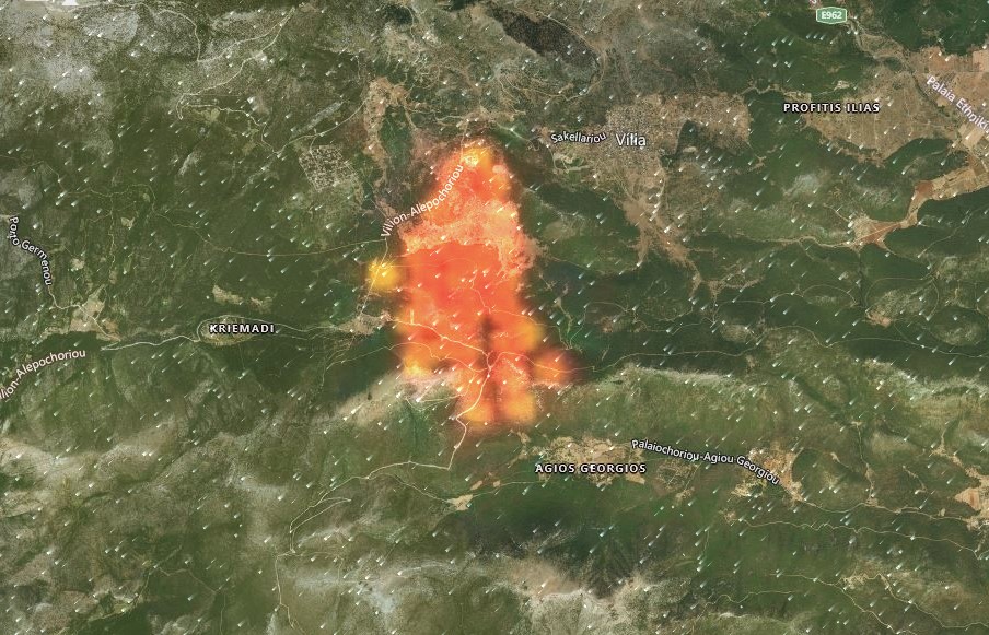 Live η εικόνα των πυρκαγιών από δορυφόρο