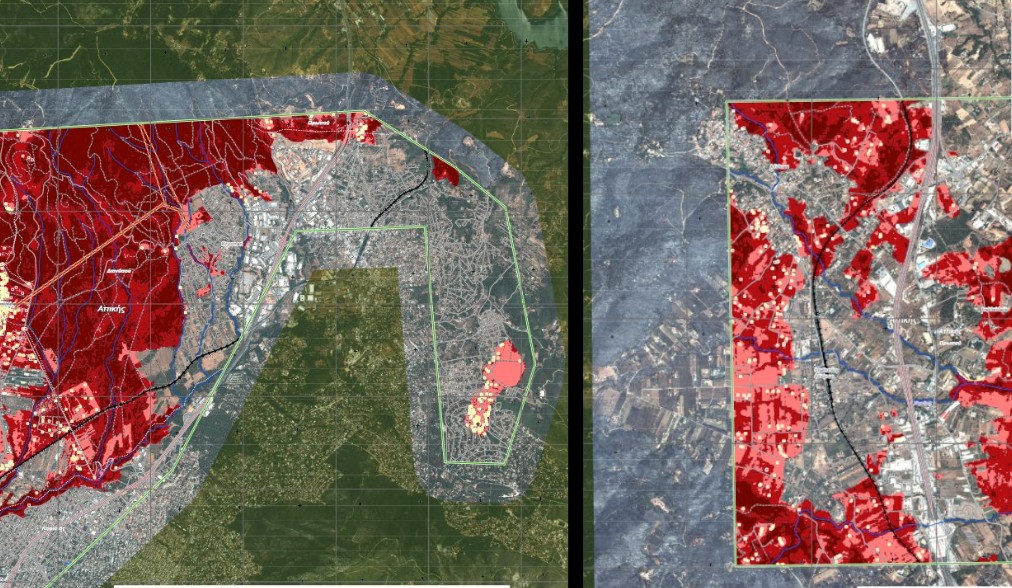 Φωτιές – Η καταστροφή σε Αφίδνες, Κρυονέρι και Φωκίδα μέσα από το Copernicus