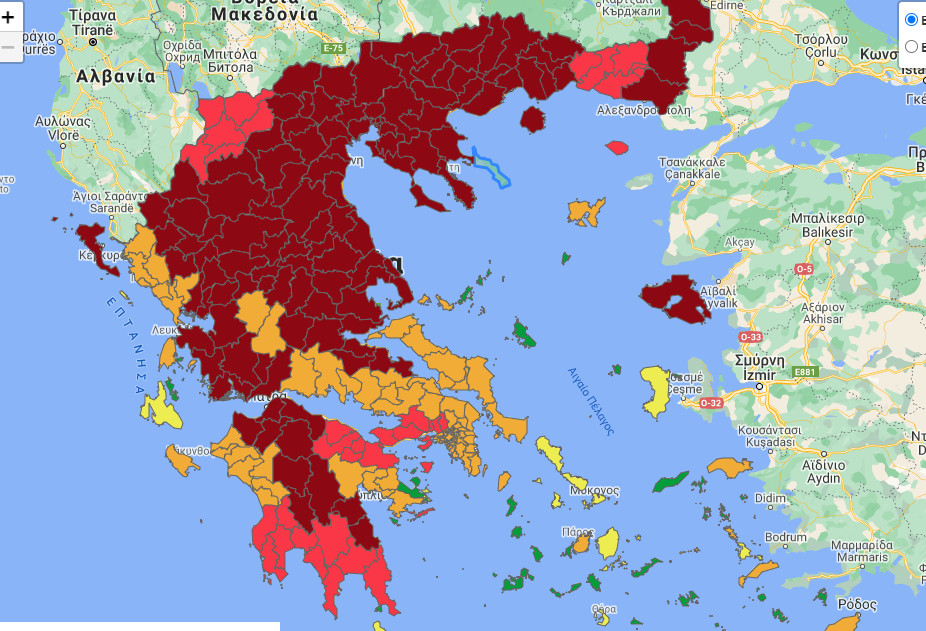 Κοροναϊός – Ακόμη δύο περιοχές στο βαθύ κόκκινο – 26 στο σύνολο