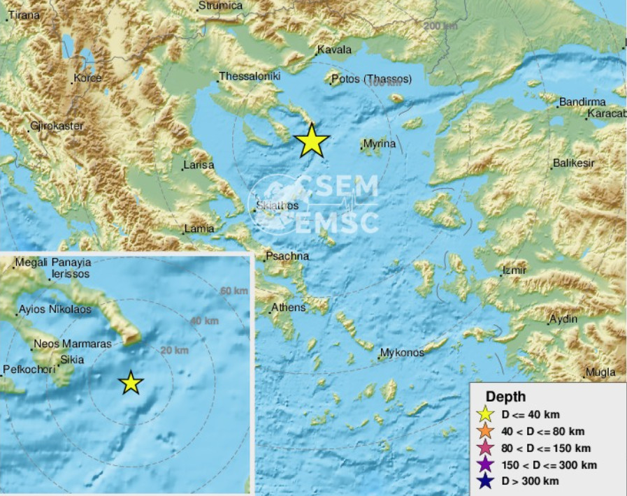 Σεισμός 5,3 Ρίχτερ ανοιχτά της Χαλκιδικής – Αισθητός και στην Αττική