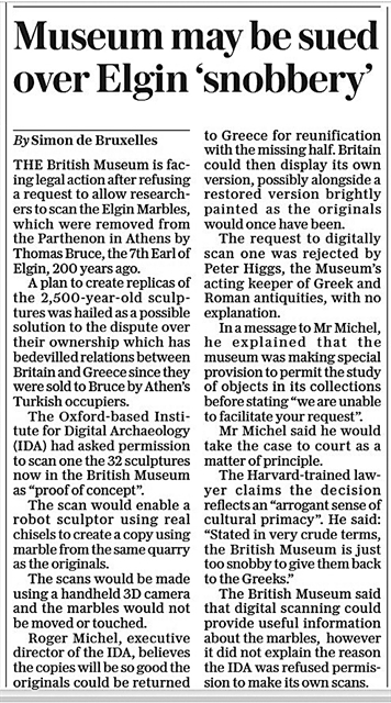 Η αποκάλυψη των «ΝΕΩΝ» για τα Γλυπτά στον βρετανικό Τύπο