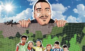 Aλκης Καμπανός: Μήνυμα κατά της οπαδικής βίας με γκράφιτι από εκπαιδευτικούς και μαθητές του 11ου Δημοτικού Καλαμαριάς