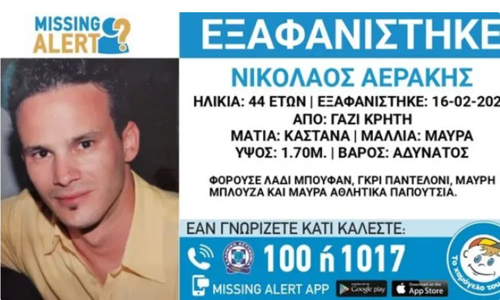 Βρέθηκε νεκρός ο Νίκος Αεράκης – Τραγική κατάληξη στις έρευνες