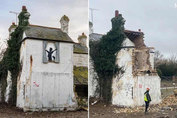 Βρετανία: Κατεδαφίστηκε η τελευταία τοιχογραφία του Banksy σε εγκαταλελειμμένη αγροικία