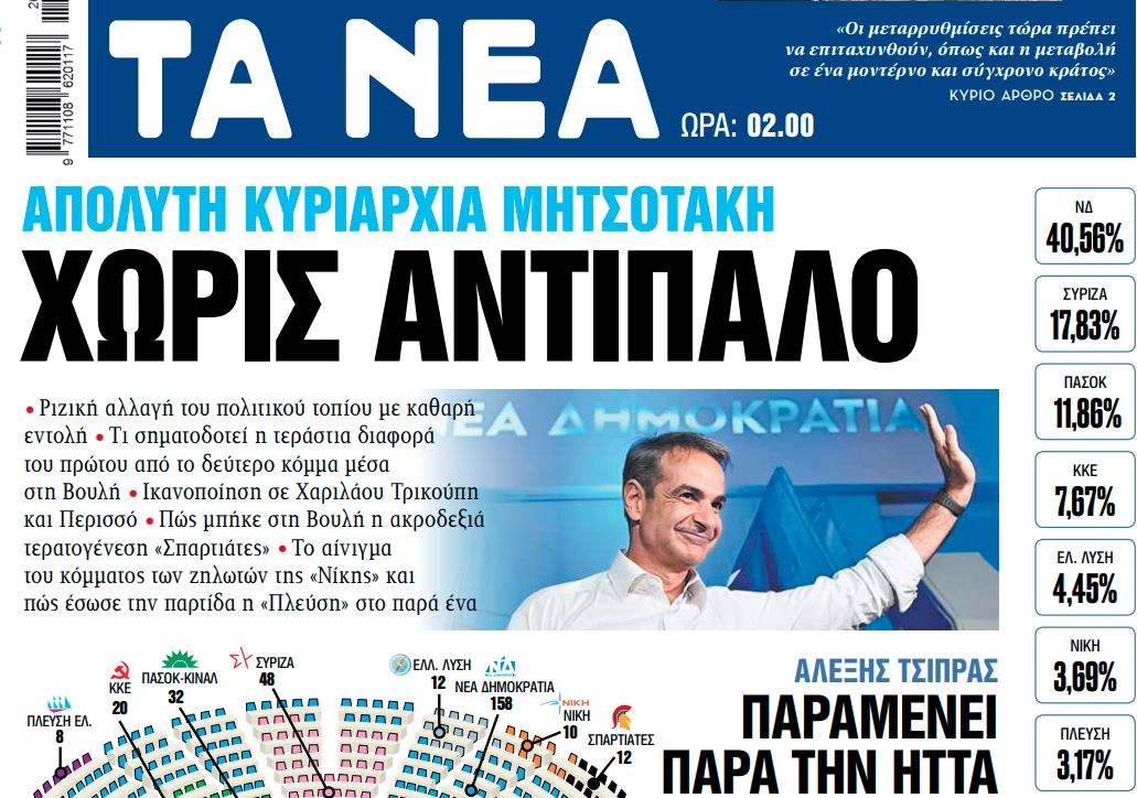 Στα «ΝΕΑ» της Δευτέρας: Χωρίς αντίπαλο - ΤΑ ΝΕΑ