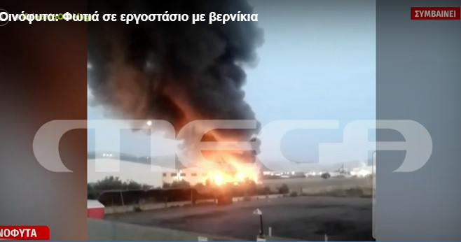 Φωτιά σε εργοστάσιο στα Οινόφυτα